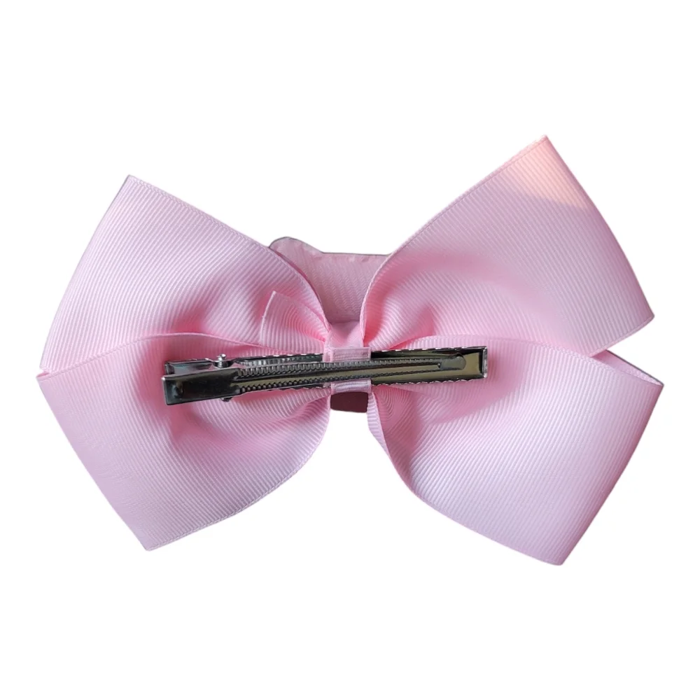 Cat Custom Handmade HK Sequins Ribbon and Rhinestone Pink Bow Hair Clip
